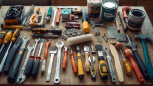 DIY tools and materials used for home improvement projects